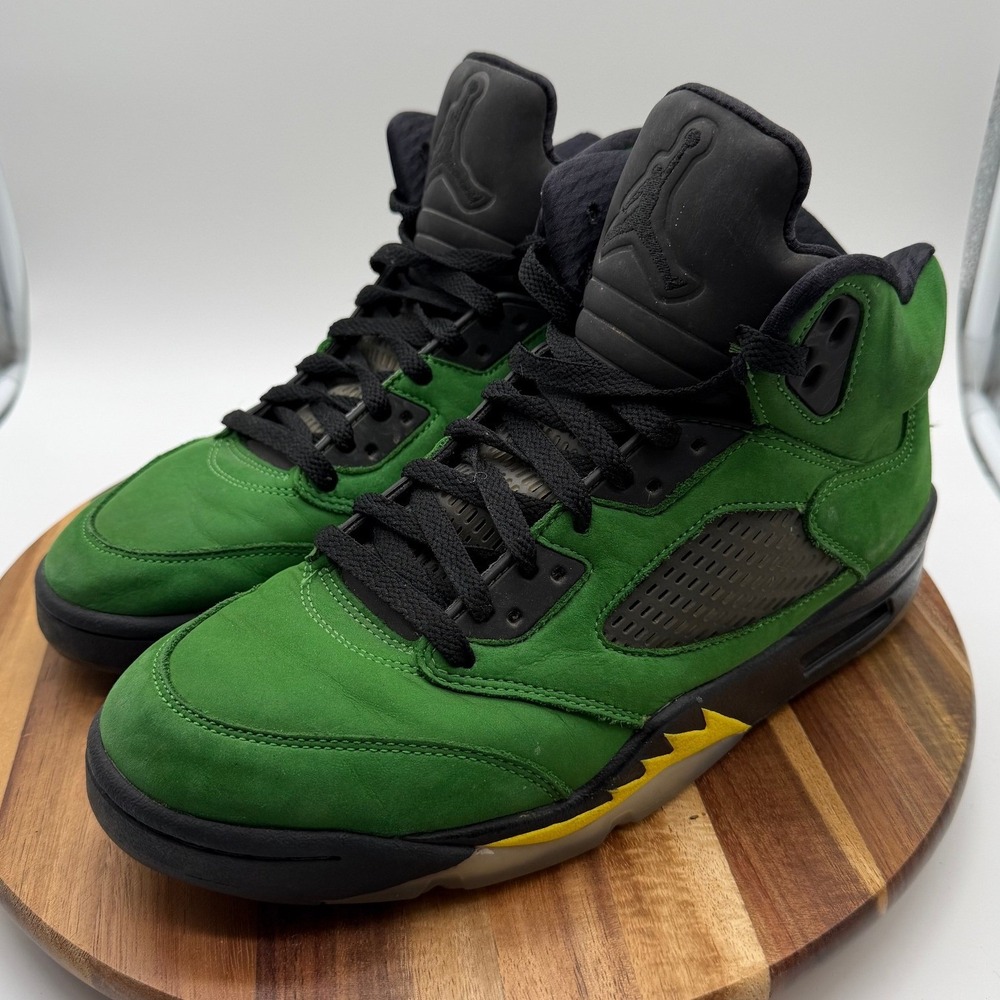 Air Jordan 5 Men's SIze 8 1/2 Retro SE Oregon Apple Green Black‎ Yellow  0591